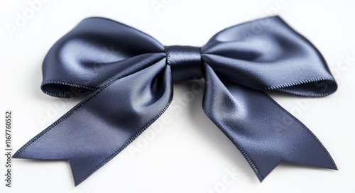 Sleek Navy Blue Gift Ribbon Bow on Clean White Backdrop for Special Occasions and Celebrations