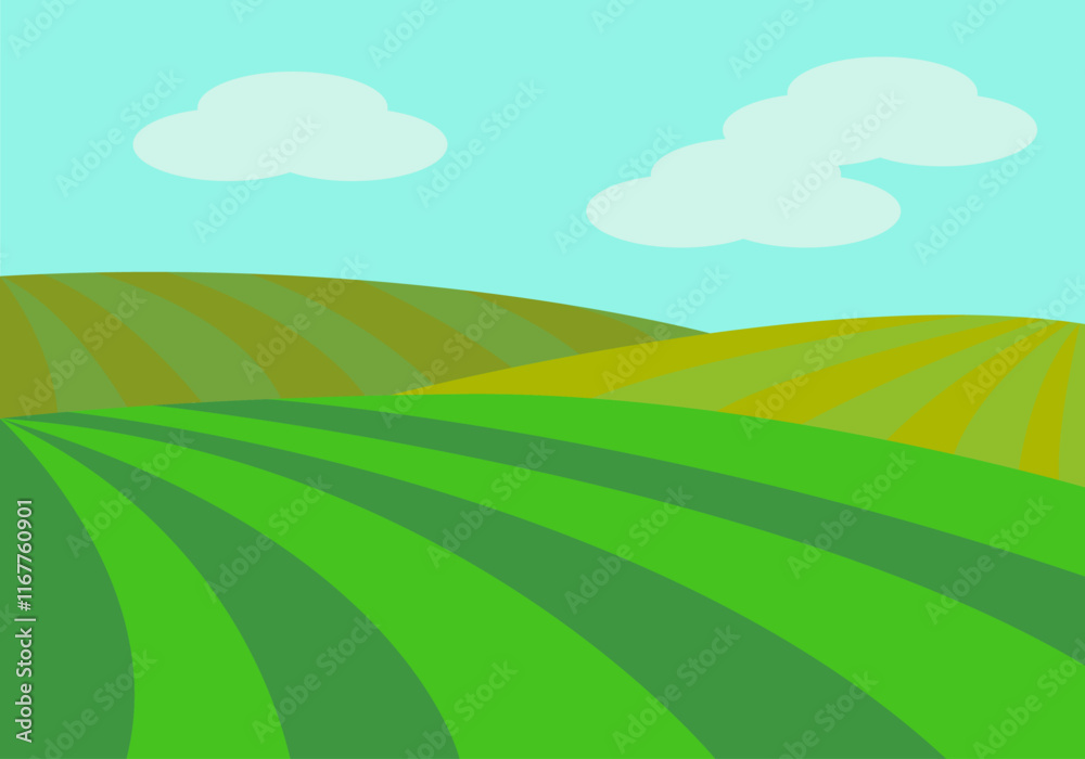 Fototapeta premium Paisaje de tierras de cultivo verde en primavera