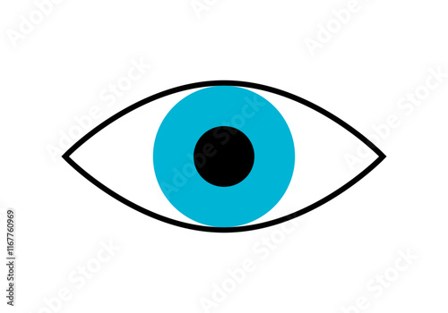 Icono de ojo azul en fondo blanco