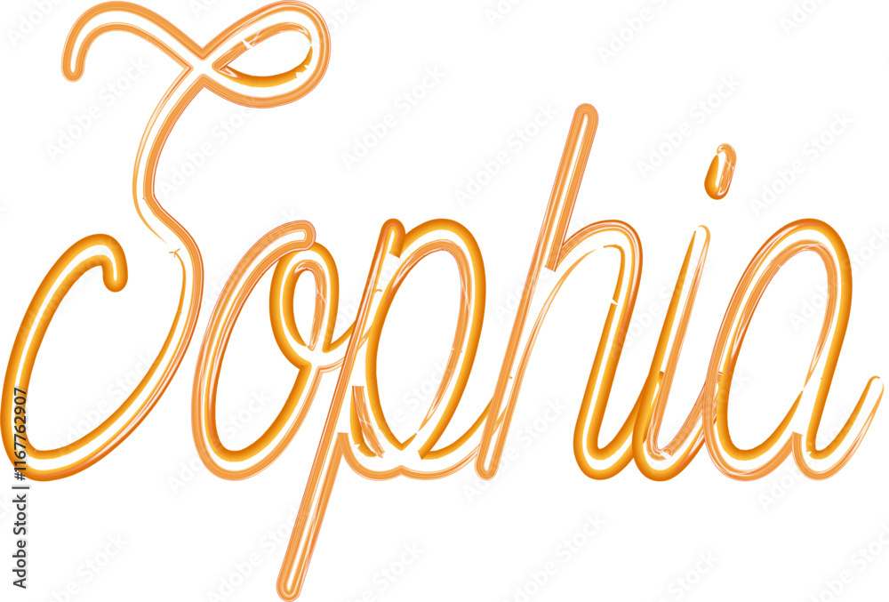 Obraz premium Sophia - orange gold color - name written - neon - ideal for websites, presentations, greetings, banners, cards, t-shirt, sweatshirt, prints, cricut, silhouette, sublimation , sign, styl 