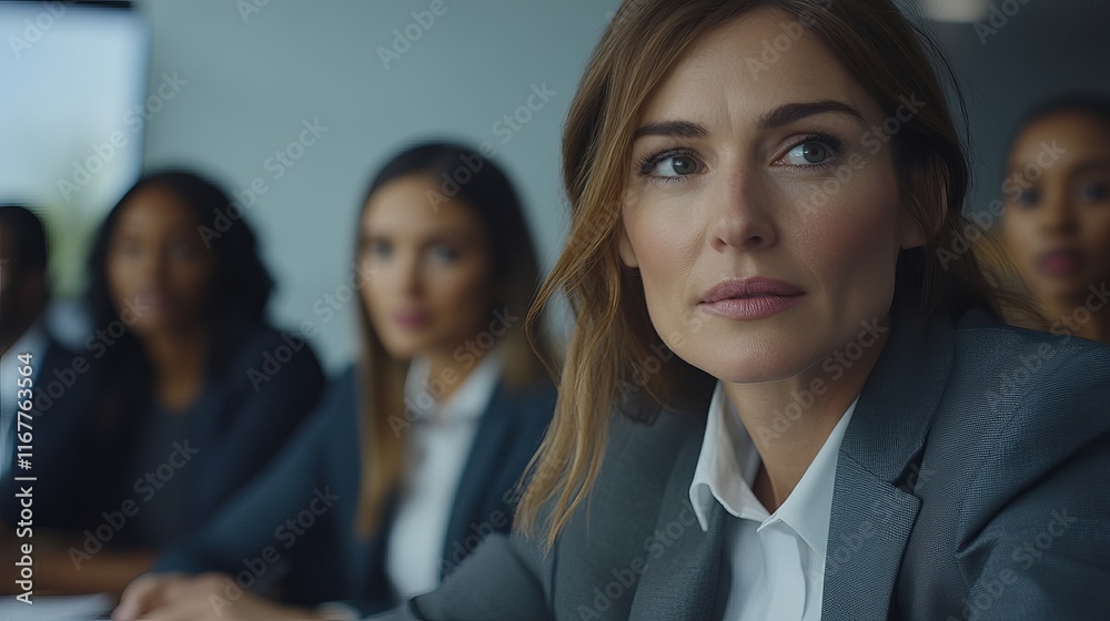 Focused Businesswoman in Meeting Focused Businesswoman in Meeting