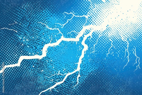 Dynamic Comic Pop Art Scene: Vibrant Lightning Blast with Halftone Dots in Retro Cartoon Style