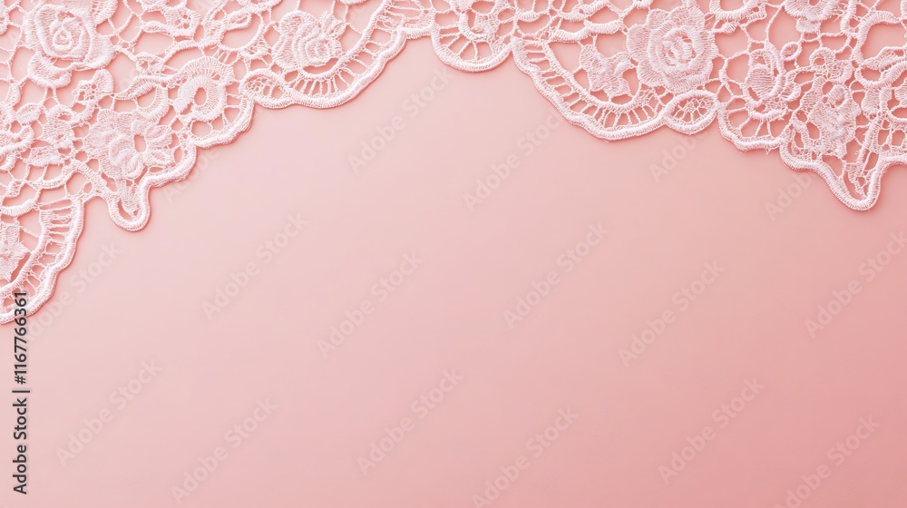 Delicate White Lace on a Soft Pink Background Delicate White Lace on a Soft Pink Background