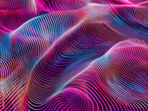 Wallpaper Mural abstract neon light waves Torontodigital.ca