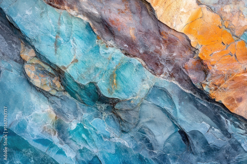 Naklejka premium Mystical Ice Cave: An Abstract Journey Through Blue Glacial Formations and Adventurous Climbing Paths