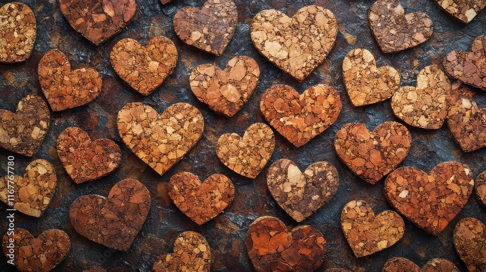 Background with hearts made of cork. Valentine's Day concept. Background with hearts made of cork. Valentine's Day concept.