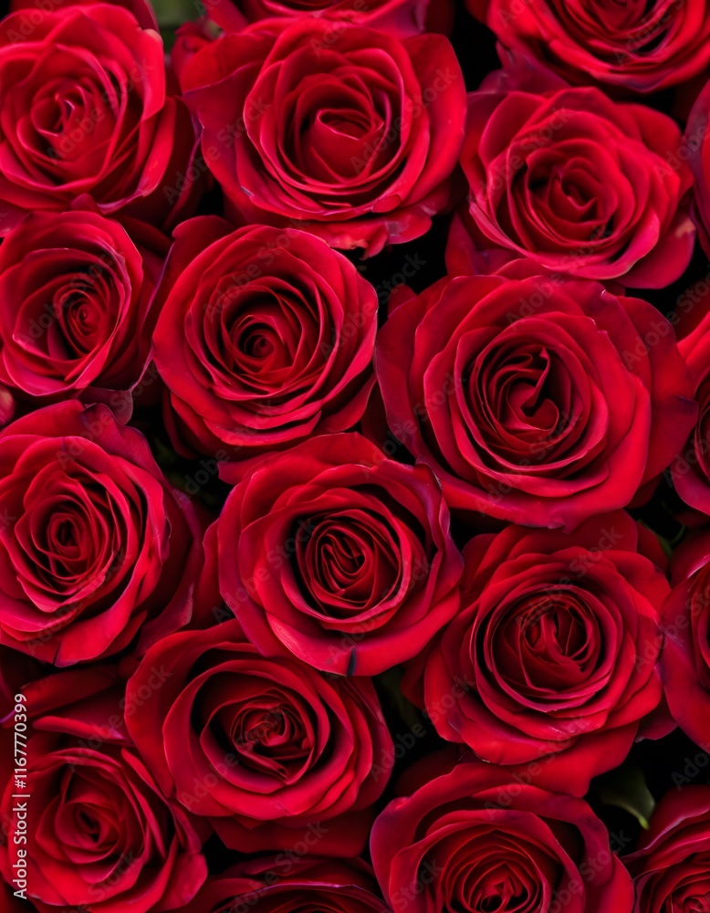 Red roses. Place for text. Valentine's Day.