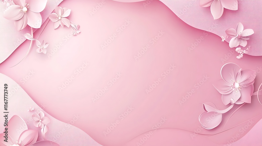 Delicate Pink Paper Flowers Frame Background Delicate Pink Paper Flowers Frame Background