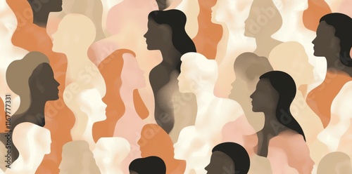 An illustration showcasing a crowd of people from various ethnic backgrounds, creating a cohesive, abstract pattern that highlights cultural richness and diversity.