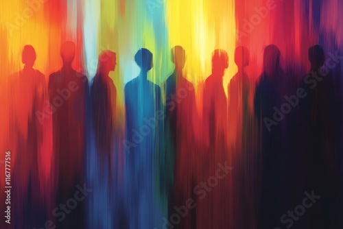 A Collection of Abstract Human Figures in Varied Sizes and Shapes - Stock