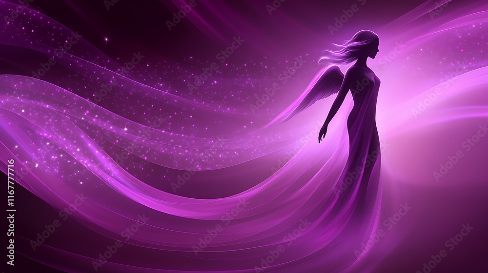 Angelic Silhouette in Purple Flowing Fabric Angelic Silhouette in Purple Flowing Fabric