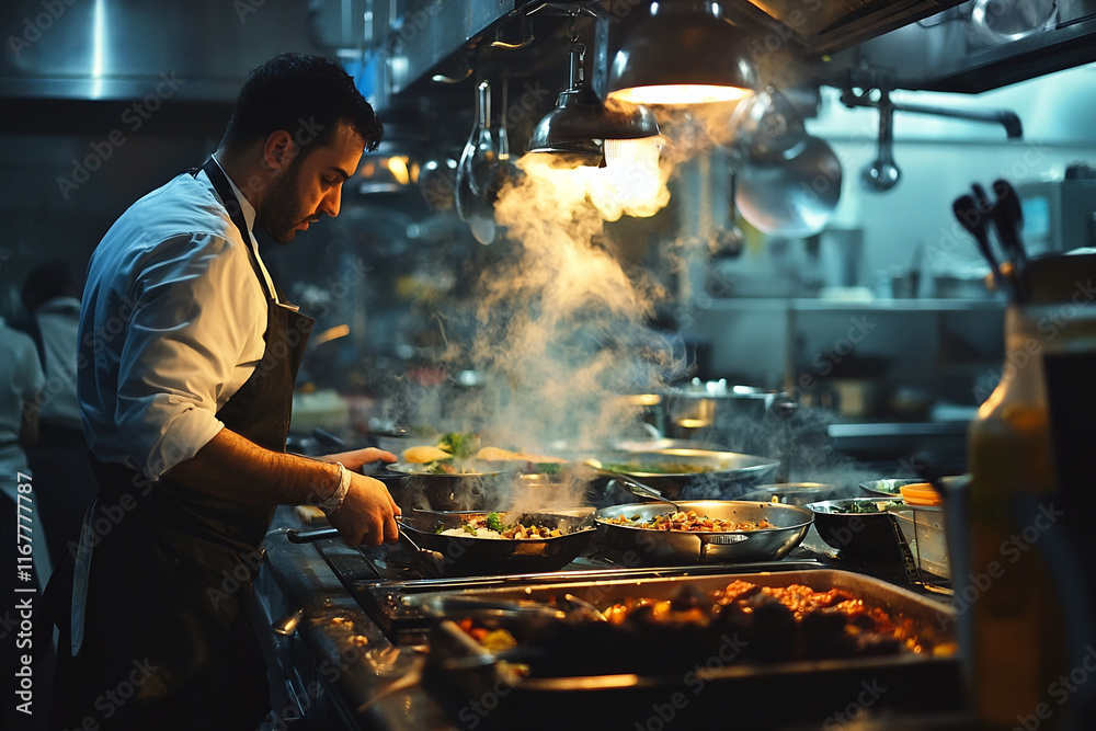 Culinary Action in a Busy Kitchen Culinary Action in a Busy Kitchen
