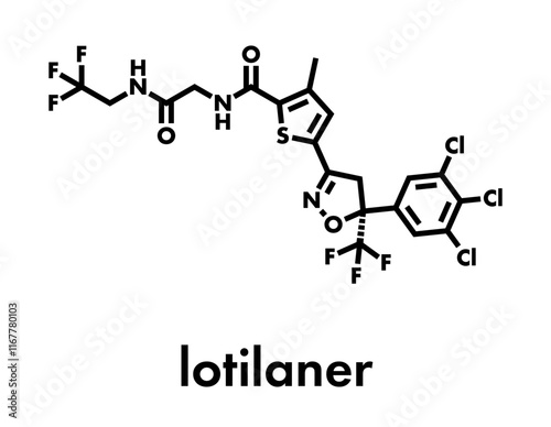 Lotilaner drug molecule. Skeletal formula.