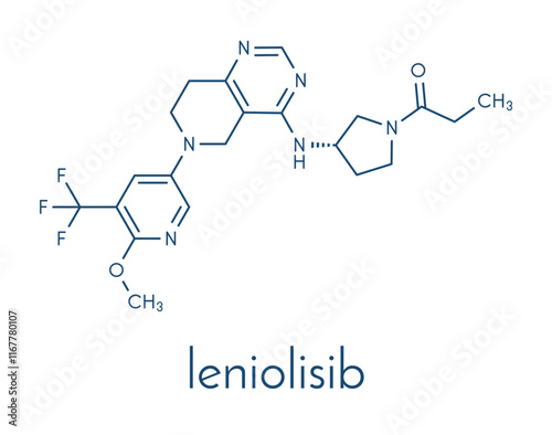 Leniolisib drug molecule. Skeletal formula.
