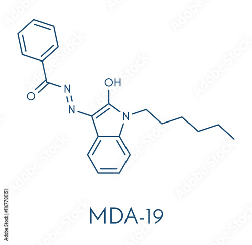 MDA-19 synthetic cannabinoid molecule. Skeletal formula.