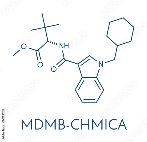 MDMB-CHMICA designer drug molecule. Skeletal formula.