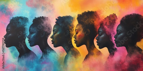 Colorful and diverse individuals come together in an abstract seamless pattern, symbolizing a multi-ethnic community filled with cultural diversity, set against a bright, lively backdrop.