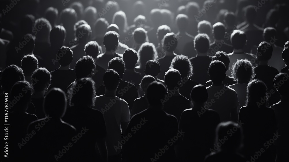 Obraz premium A collection of abstracted figures presented in a stark black and white format