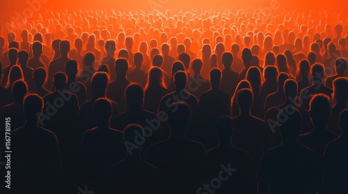 A group of unrecognizable shapes amassed in the dim light.