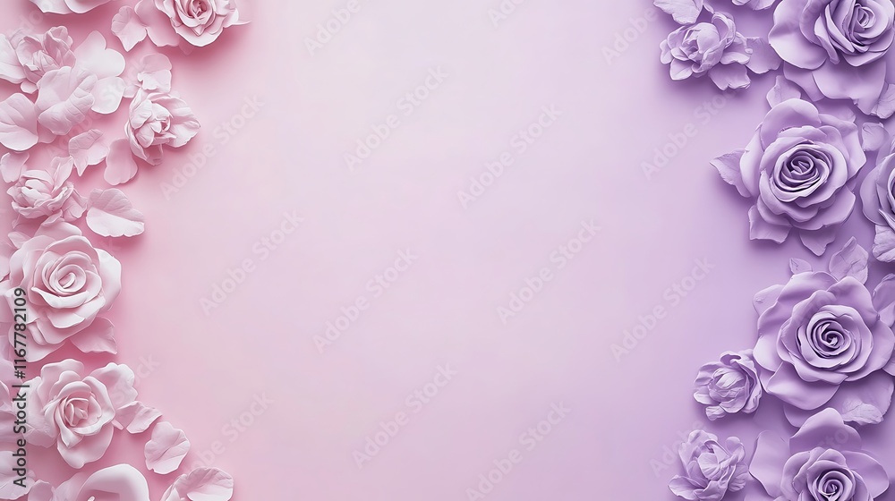 Pink and Purple Roses Bordering a Soft Background Pink and Purple Roses Bordering a Soft Background