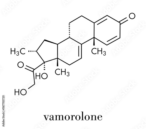 Vamorolone drug molecule. Skeletal formula. photo