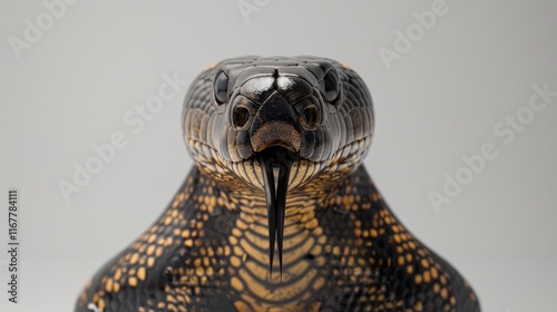 A striking king cobra with its hood fully expanded photo