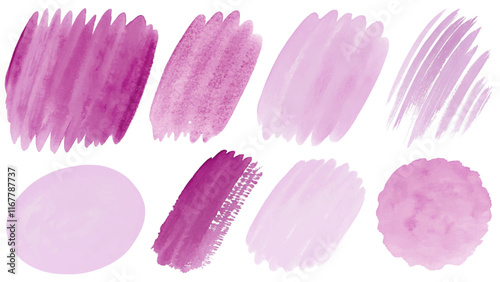 Soft pink watercolor swatches, artistic brush strokes, textured backgrounds, creative design elements, versatile for projects.