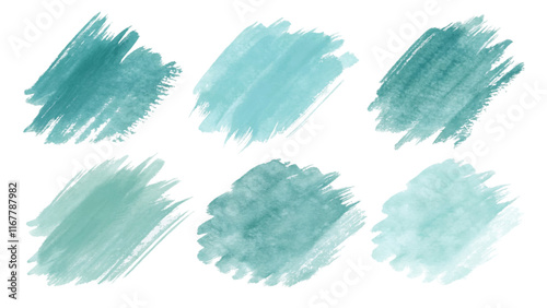 Soft teal brush strokes, watercolor texture, artistic background elements, abstract design, creative graphics, versatile use.