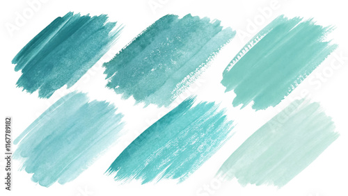 Soft teal brush strokes, watercolor texture, artistic background, abstract design elements, creative illustration.