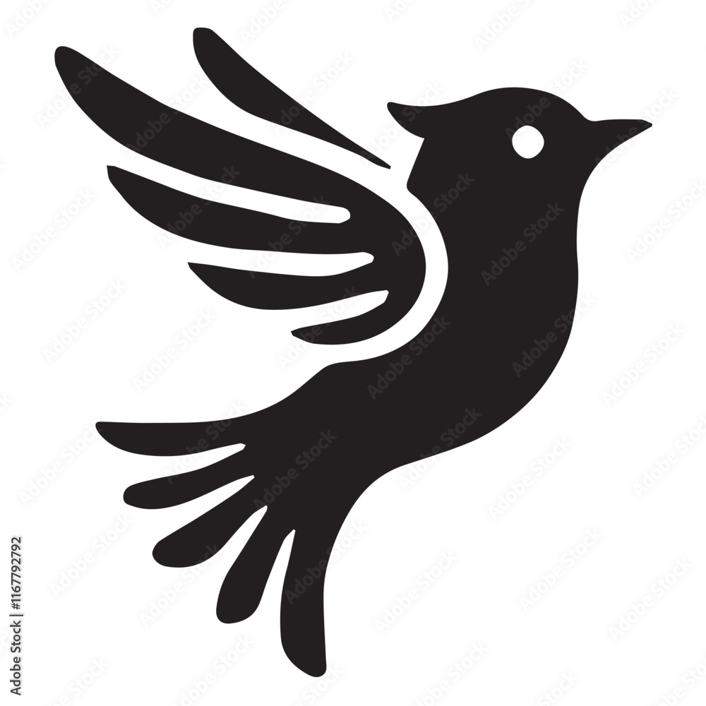 Obraz premium Silhouette of a bird on white background
