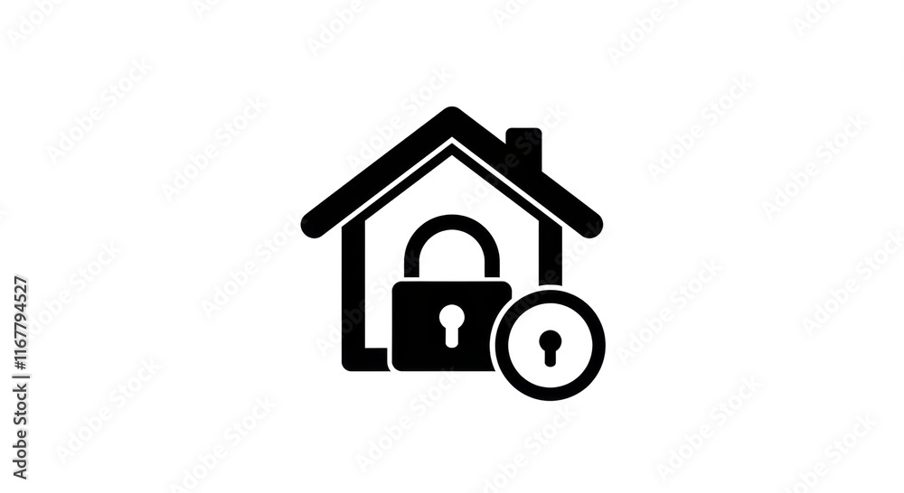 Home with lock icon, PNG, or Cutout Home with lock icon, PNG, or Cutout