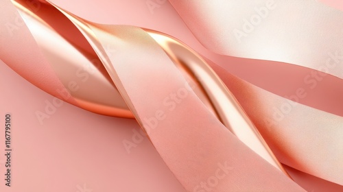 Elegant twisted ribbon in soft pink and rose gold colors on a gentle background photo