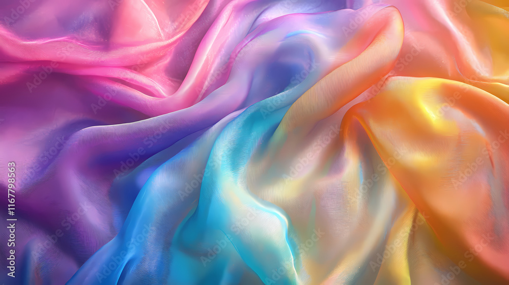 Obraz premium Colorful iridescent fabric. Opalescence. Illustration