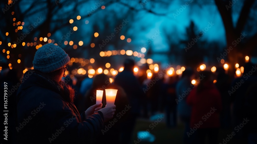 burning candles on the street in the night. blurred. burning candles on the street in the night. blurred.