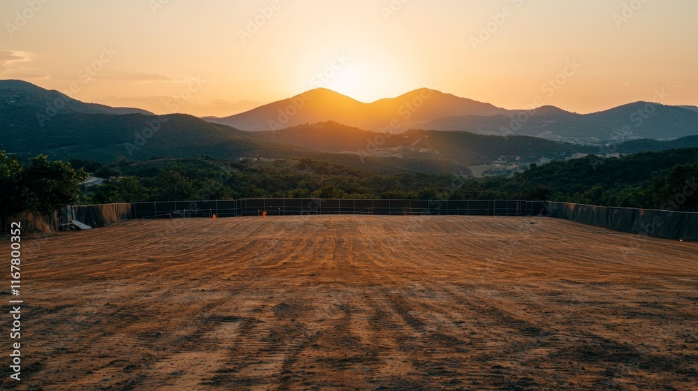 Obraz premium Setting the Stage: Scenic Hills Prepped for Music Festival Performance