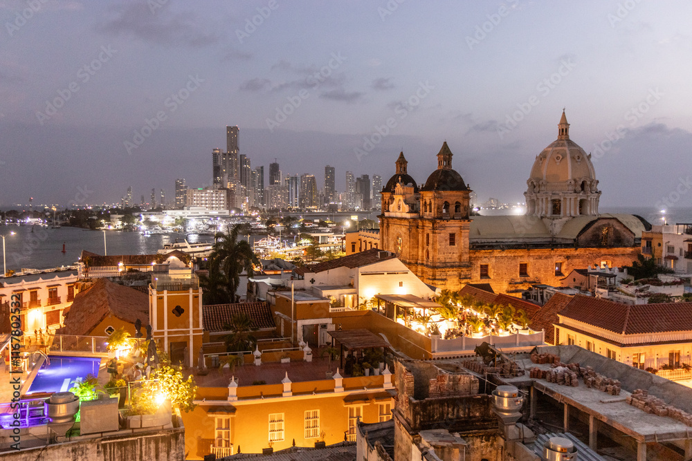 Obraz premium Skyline of the old town of Cartagena de Indias, Colombia