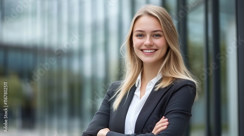 Portrait a smiling young woman in an urban setting. Concept modern business and student life. Free Download Portrait a smiling young woman in an urban setting. Concept modern business and student life. - GFXLoad