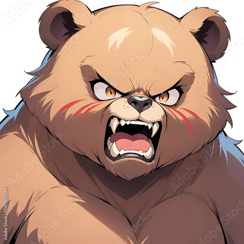 Furious Grizzly Bear: Intense Anime-Style Portrait photo