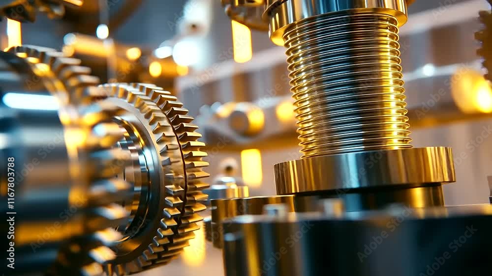 Industrial Machine Close Up of Precision Engineering Industrial Machine Close Up of Precision Engineering