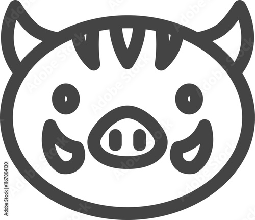 線画動物の単品アイコン　猪