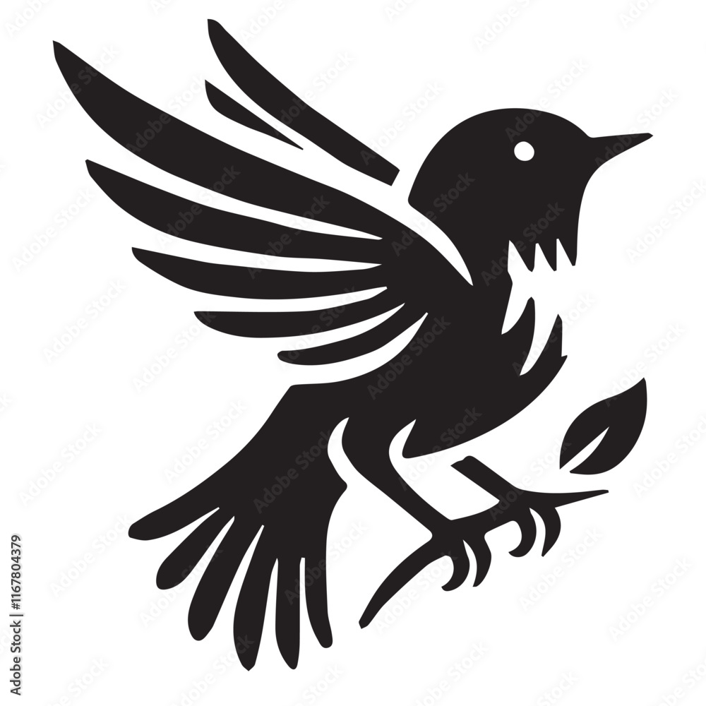 Fototapeta premium Silhouette of a bird on white background