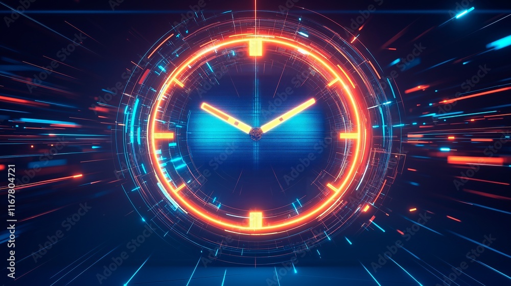 blue alarm clock with red light