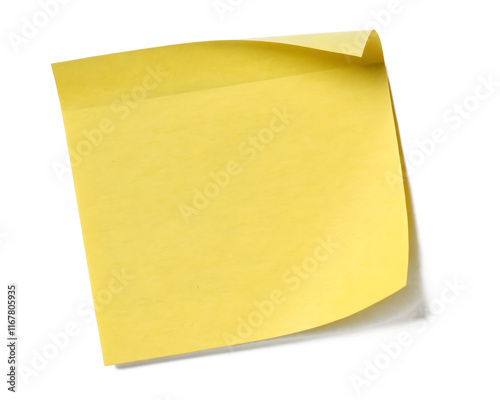 yellow sticky note isolated, transparent background png photo