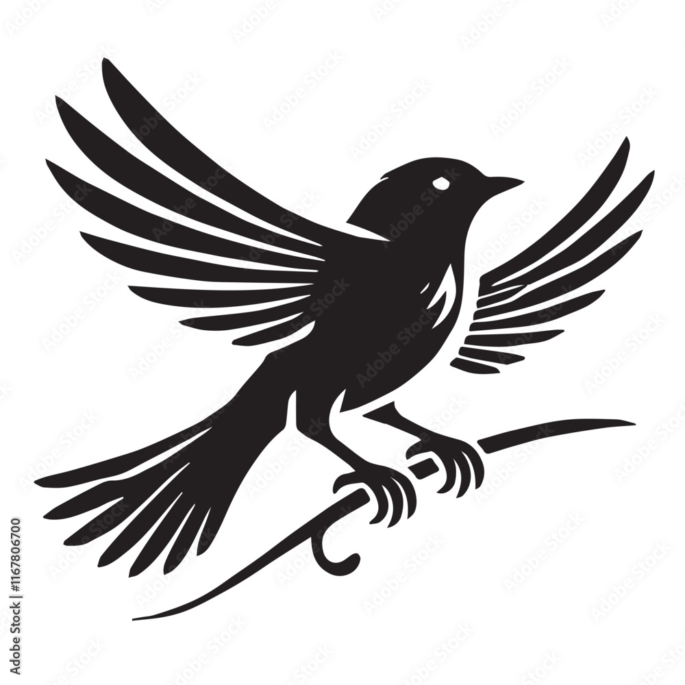 Fototapeta premium Silhouette of a bird on white background