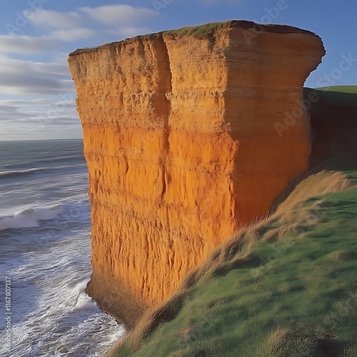 Oceanic Orange Cliff: A Dramatic Coastal Landscape photo