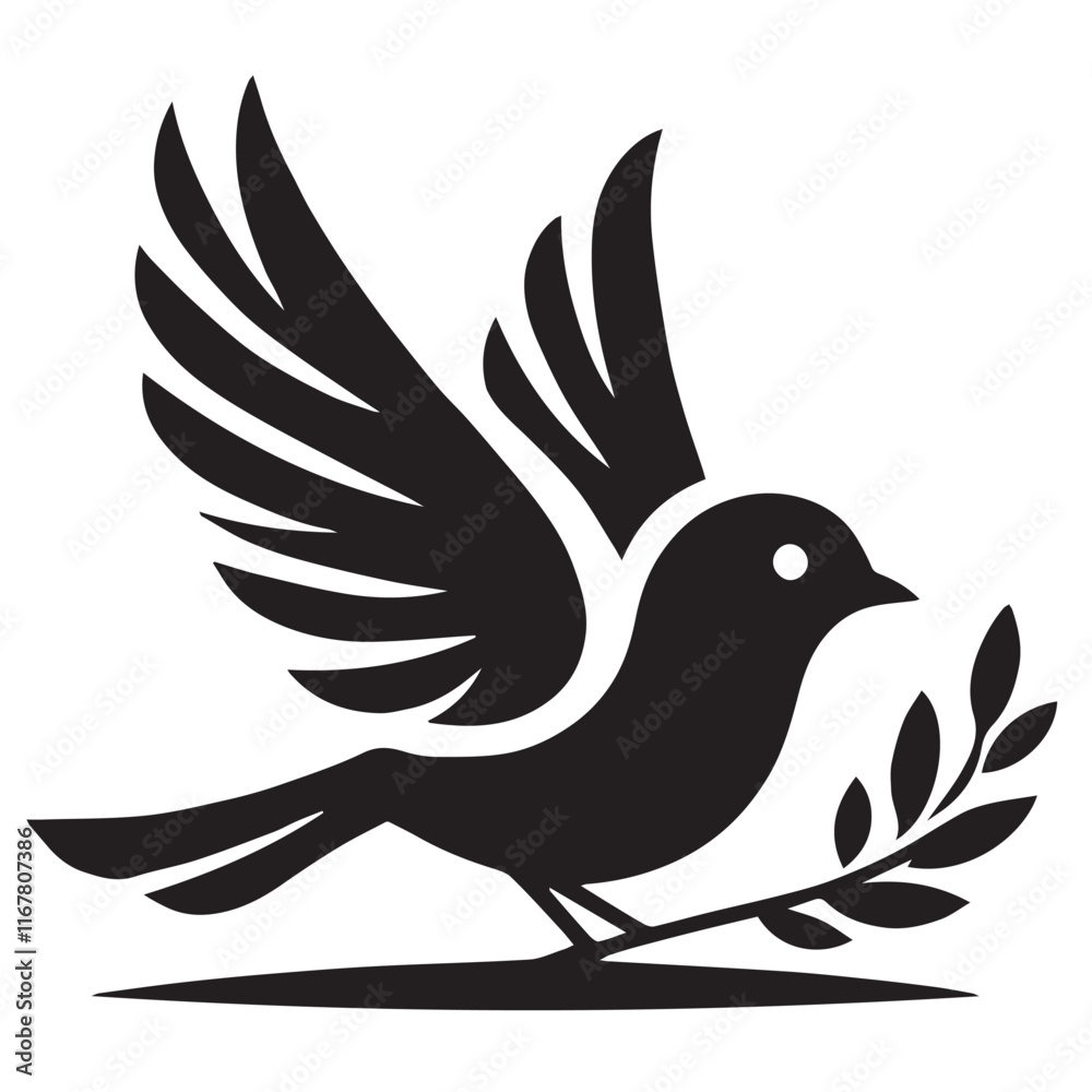 Fototapeta premium Silhouette of a bird on white background