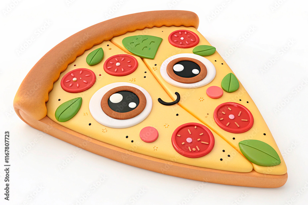 Cute 3d pizza with face, kawaii style - generated by ai copia Cute 3d pizza with face, kawaii style - generated by ai copia
