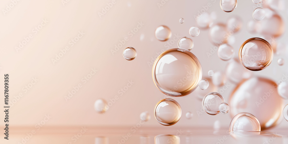 Fototapeta premium Floating bubbles create a serene atmosphere with soft colors in a tranquil setting
