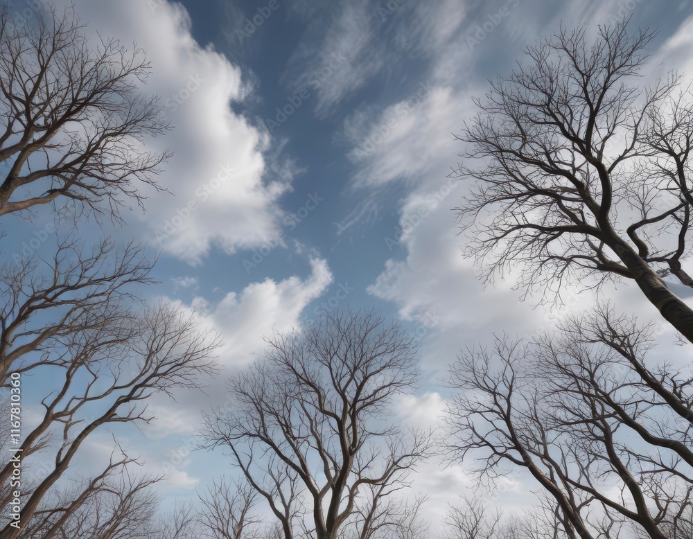 cluster of trees with bare branches against cloudy sky , cloud, tree, winter cluster of trees with bare branches against cloudy sky , cloud, tree, winter