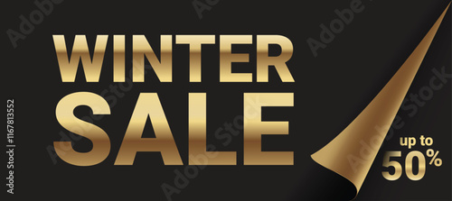 Winter sale banner design offers discounts up to 50 percent on various products for a limited time. Vector illustration. 